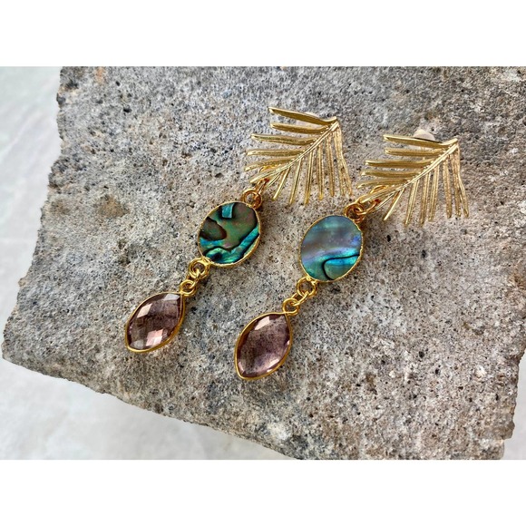 *Bea* Abalone Morganite Earrings - Picture 4 of 4